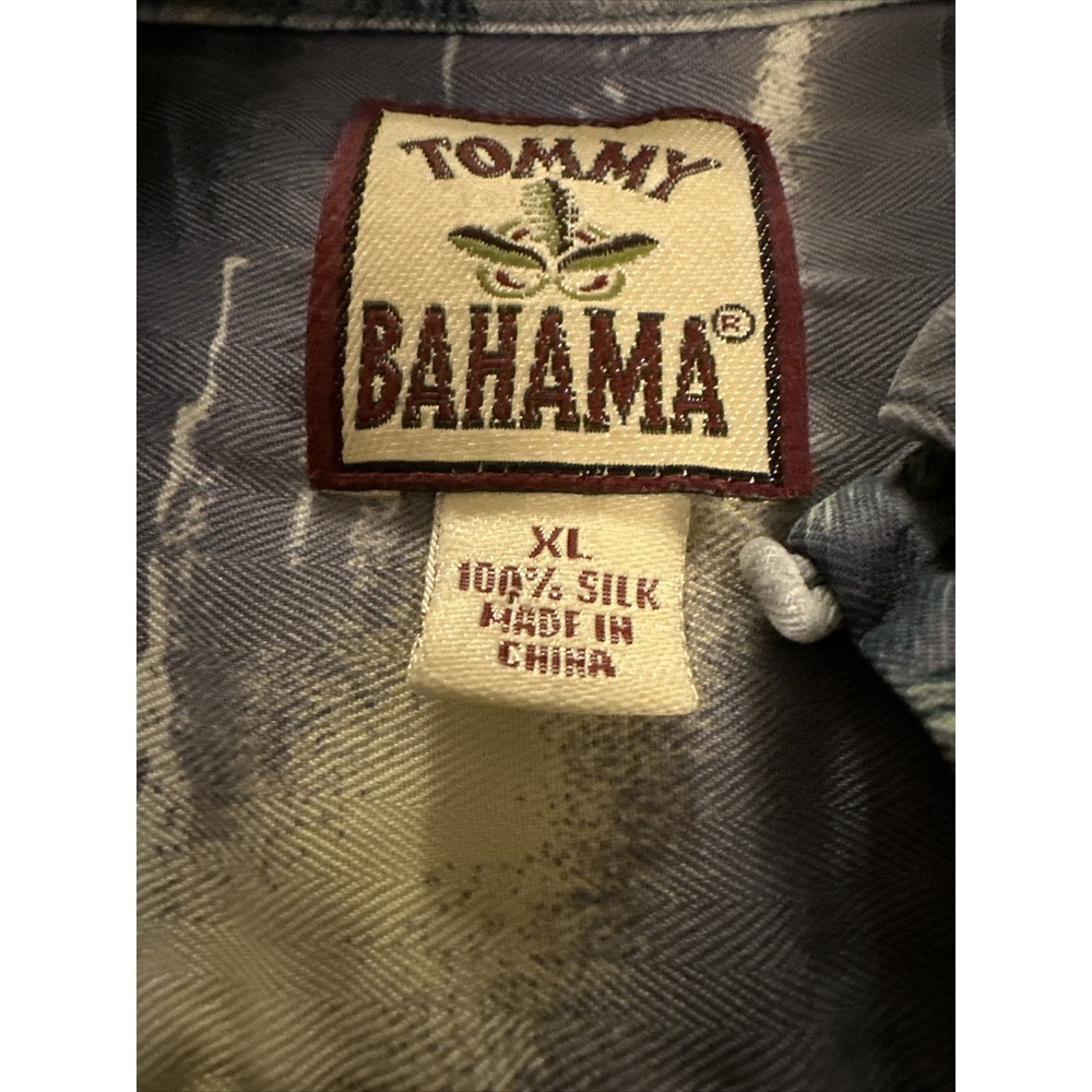 Tommy Bahama Mens XL Silk Hawaiian Shirt Blue Tropical Sailboat Island Print - Picture 3 of 9